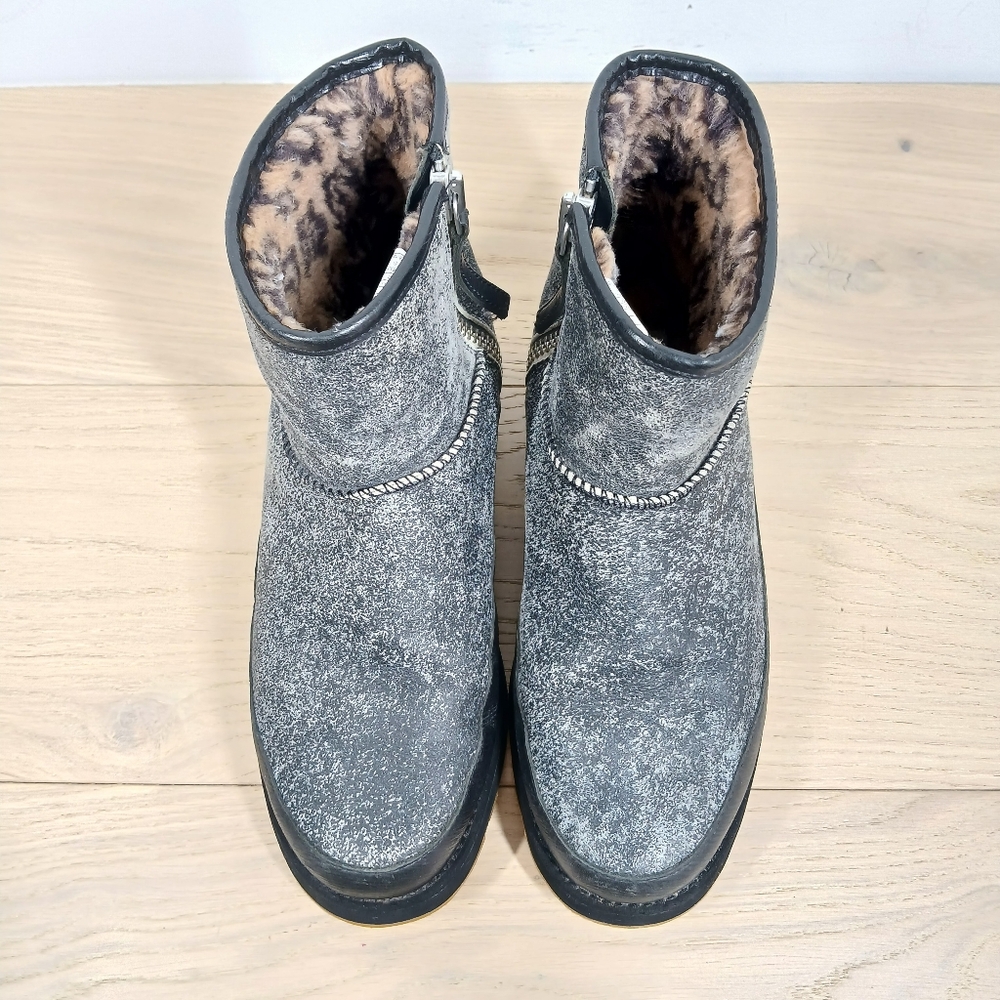 Ugg Platform Metallic Gray Shearling Lined Ankle … - image 3